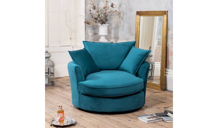 Artemis Home Havana Velvet Swivel Base Cuddle Chair - Teal