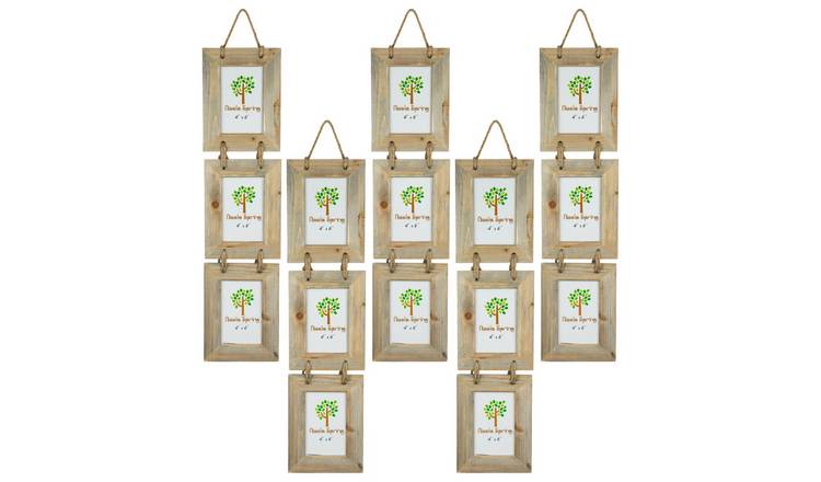 Nicola Spring Rustic Wooden Hanging 3 Photo Frames - 4 x 6" - Set of 3