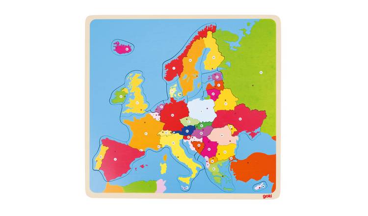 Goki Map of Europe 35 Piece Wooden Puzzle