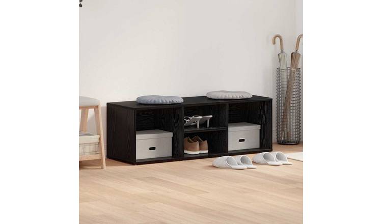 Walplus Engineered Wood Shoe Bench - Black Oak - 102 x 35 x 35 cm