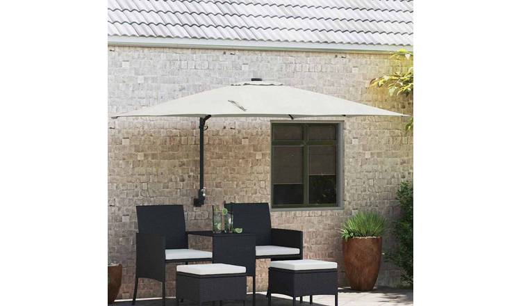 Walplus Polyester Manual Garden Parasol - Sand - 247.5 x 248.5 x 160 cm