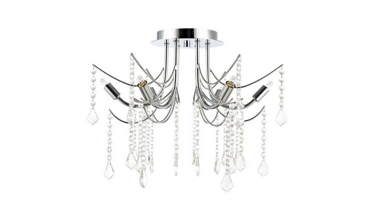 Happy Homewares Semi Flush in Polished Chrome Ceiling Light - 48cm