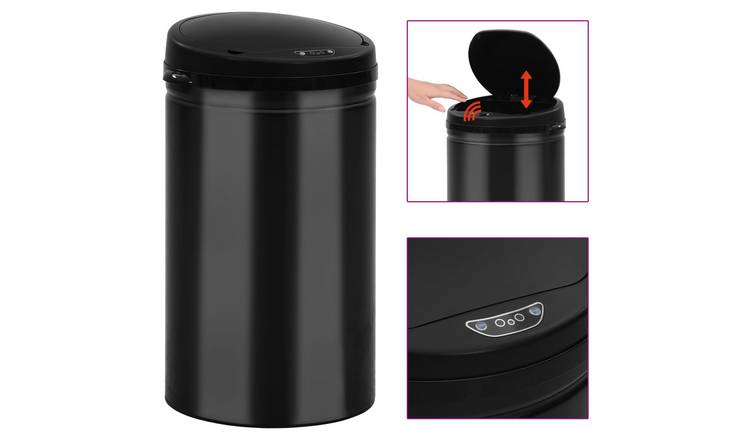 Walplus Steel Automatic Sensor Dustbin 40 L Carbon - Black - 30.5 x 67.5 cm