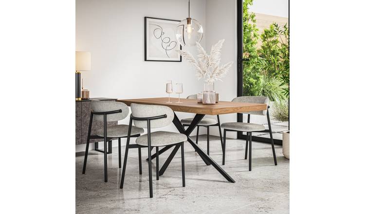 Furniture Online Donni Oak Effect Dining Table & 4 Myla Grey Chairs