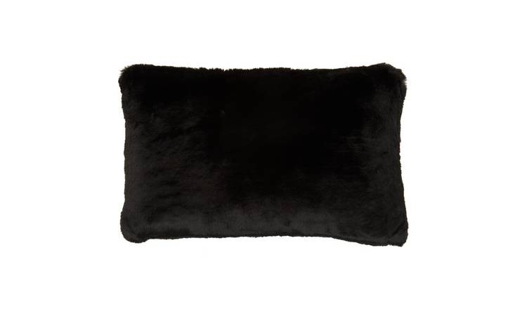 Orsina Bosie Lamina Faux Fur Rectangular Cushion – Black