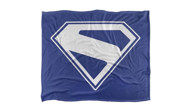 Superman Silky Logo Supersoft Blue & White Blanket - 91cm x 147cm