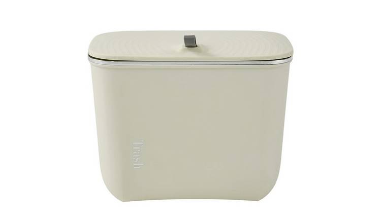 Living and Home 7L Waste Bin with Lid - Cream