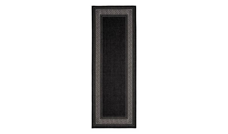 Mega Flooring Black Modern Bordered Runner - 60 x 230cm