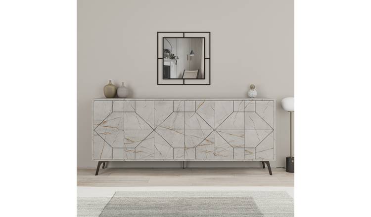 Decortie Dune 6 Sliding Door Sideboard - Gold Marble Effect
