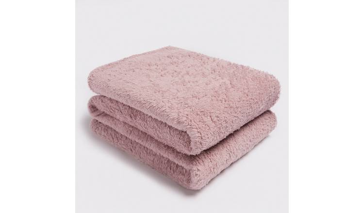 OHS Teddy Fleece Blanket Throw - 200 x 240cm - Blush Pink