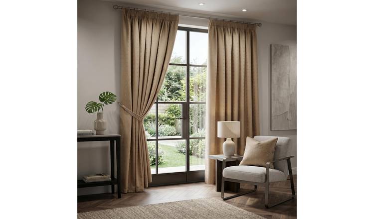 Luxury Living Adi Lined Pencil Pleat Curtains 117cm x 137cm - Latte