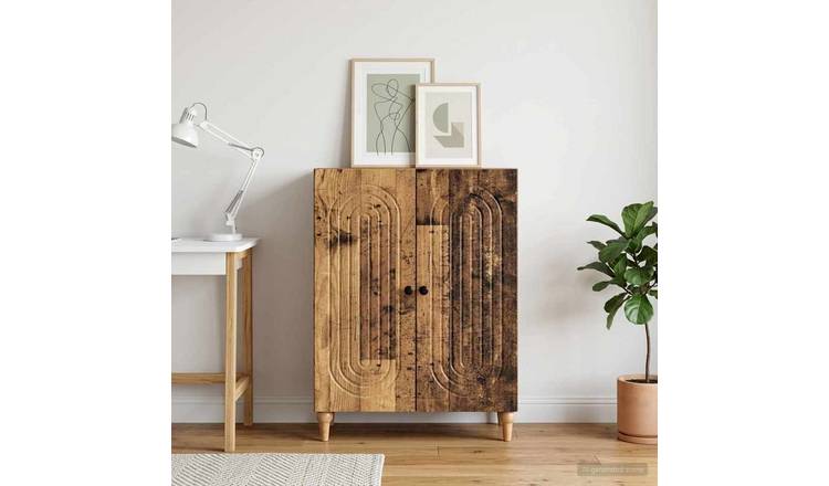 Walplus 2 Door Rectangular Sideboard 2 Shelf - Old Wood - 66 x 34.5 x 90 cm