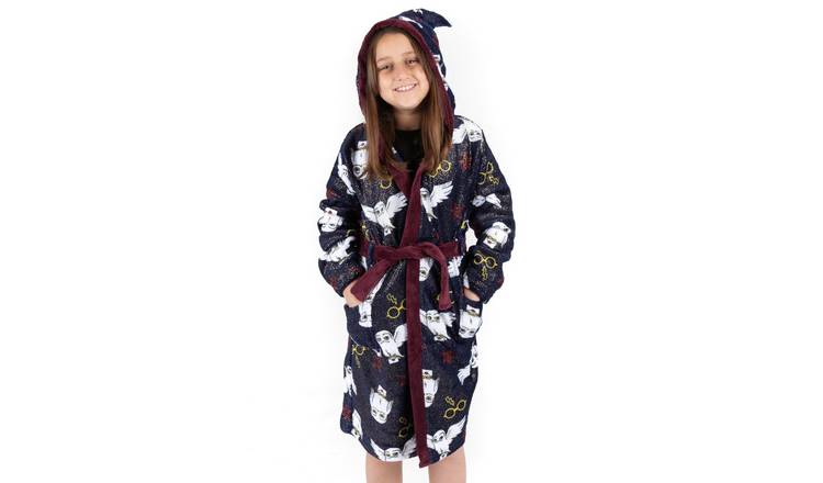 Harry Potter Hedwig AOP Kids Girls Bathrobe 7-8 Years - Blue