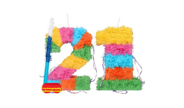 Fax Potato 21st Birthday Pinata Set with Stick & Blindfold - Blue Stick