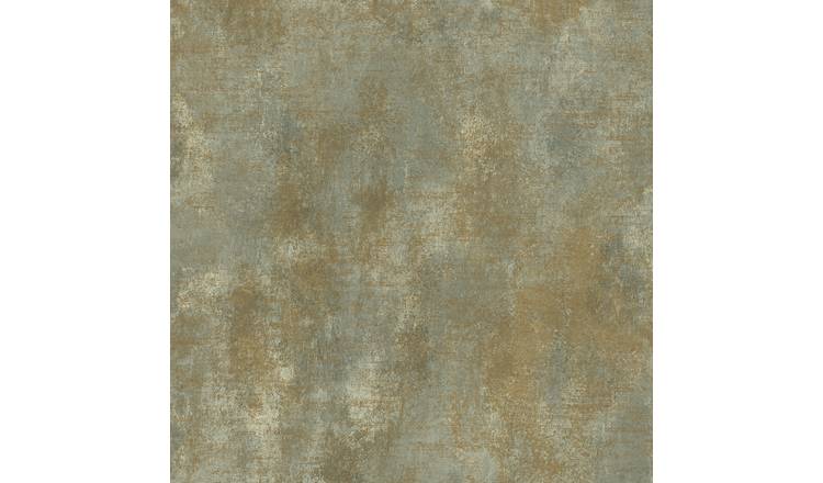 Grandeco Distressed Metallic Plaster Effect Plain Wallpaper - Sage Green