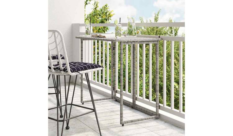 Walplus Poly Rattan Folding Garden Table - Grey - 90 x 51 x 75 cm