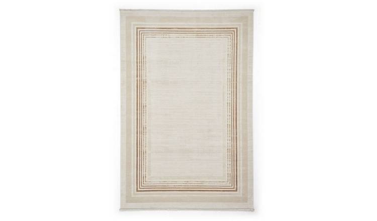 Mega Flooring White Modern Bordered Rug - 80 x 150cm
