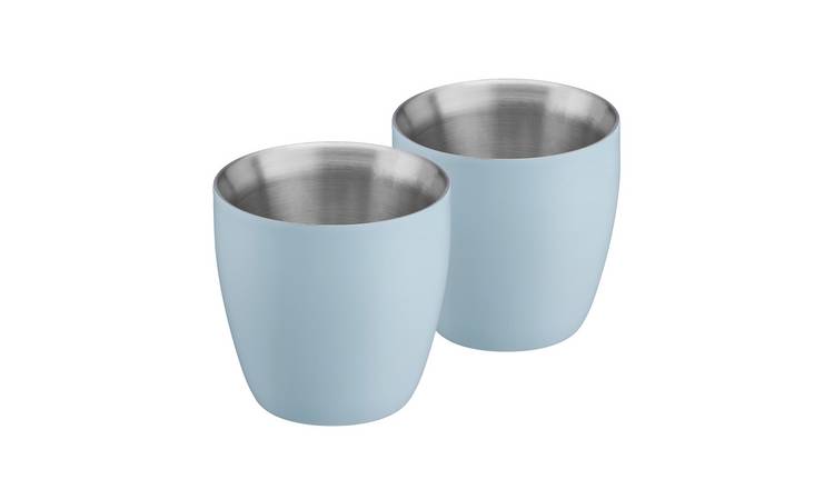 Cooks Professional Set of 2 S-Steel Insulated Espresso Coffee Cups 90ml - Blue