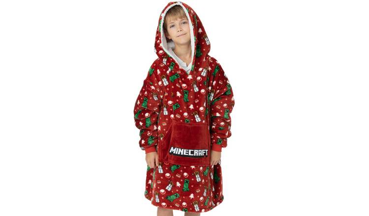 Minecraft Christmas Kids Unisex Blanket Hoodie - Red