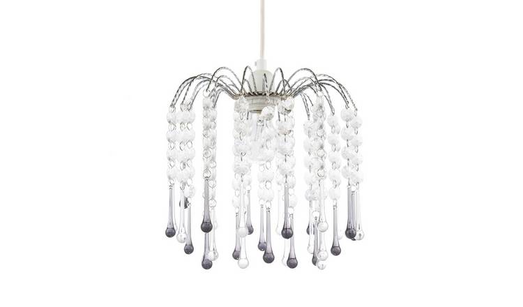 Happy Homewares Black Waterfall with Clear and Smoked Pendant Shade - 26cm