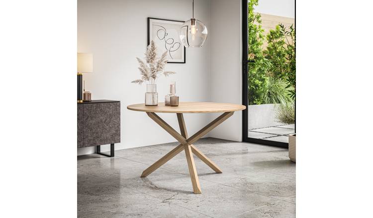 Furniture Online Malvern Round 4-6 Seater Oak Legs Dining Table - Oak