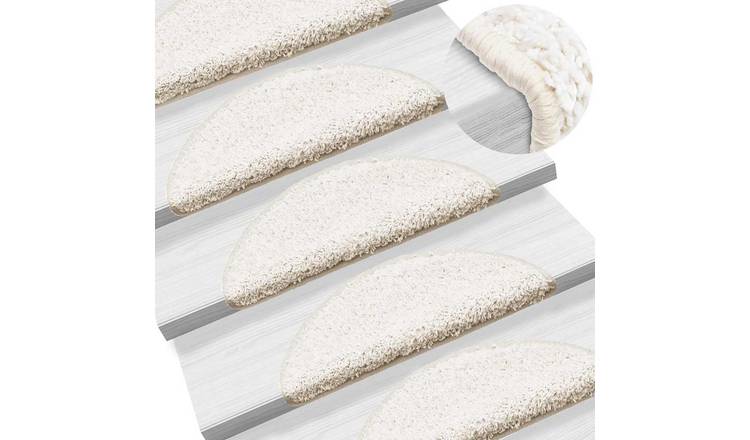Walplus Pack of 15 Half Round Polypropylene Stair Mats - White - 56 x 17 cm