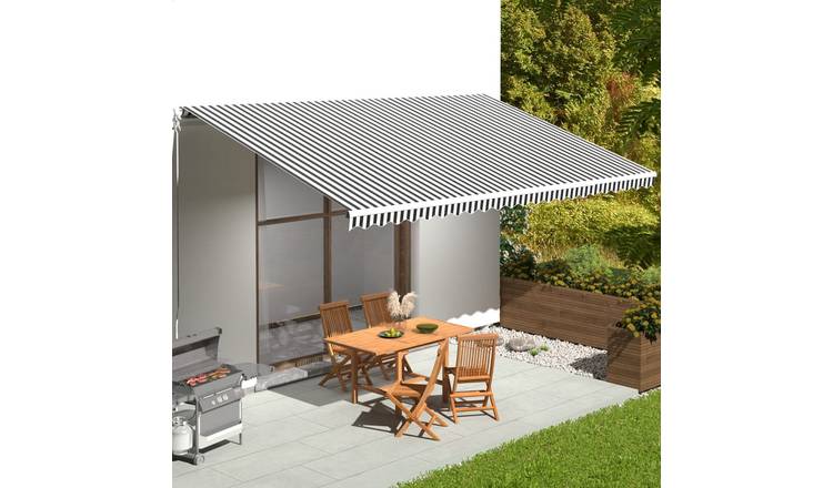 Walplus Polyester Awning Replacement Fabric - Anthracite and White - 600 x 350 c