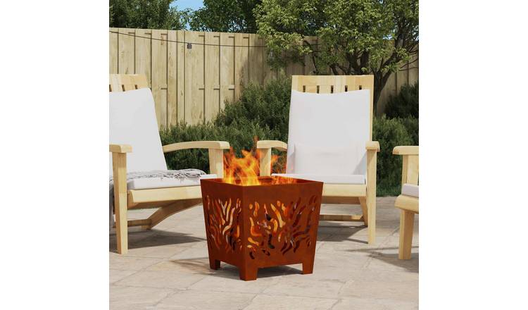Walplus Steel Fire Pit Weathering - Brown - 40 x 40 x 40 cm