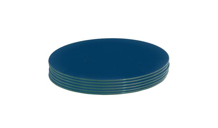 Harbour Housewares Round Glass Placemats - Hague Blue - Pack of 6