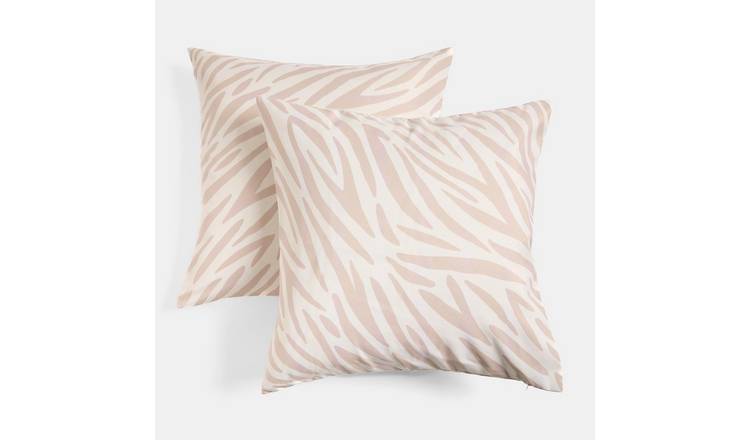 OHS 2 Pack Zebra Print Garden Cushion Covers - Natural