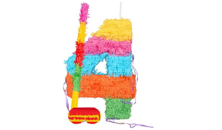 Fax Potato Number 4 Cardboard Pinata Set with Stick and Blindfold - Multi