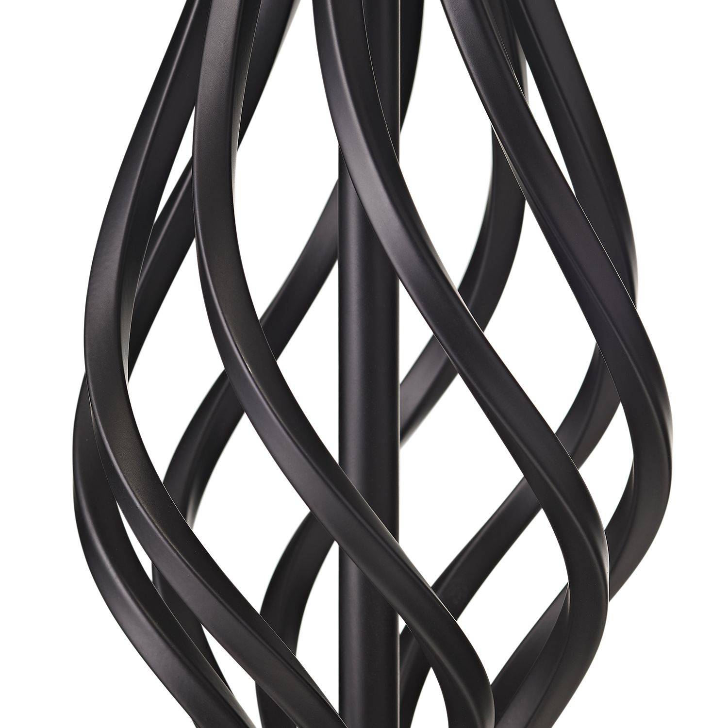 Happy Homewares Matte Black with Barley Twist Base and White Table Lamp - 36cm - Image 3
