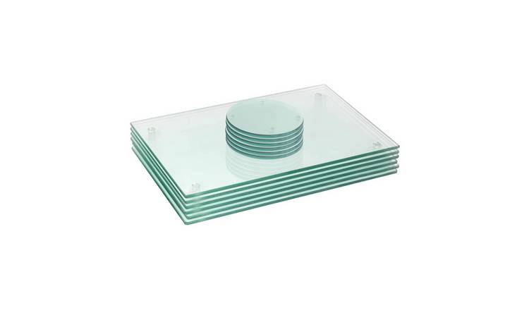 Harbour Housewares 12pc Glass Placemats & Round Coasters Set - Clear