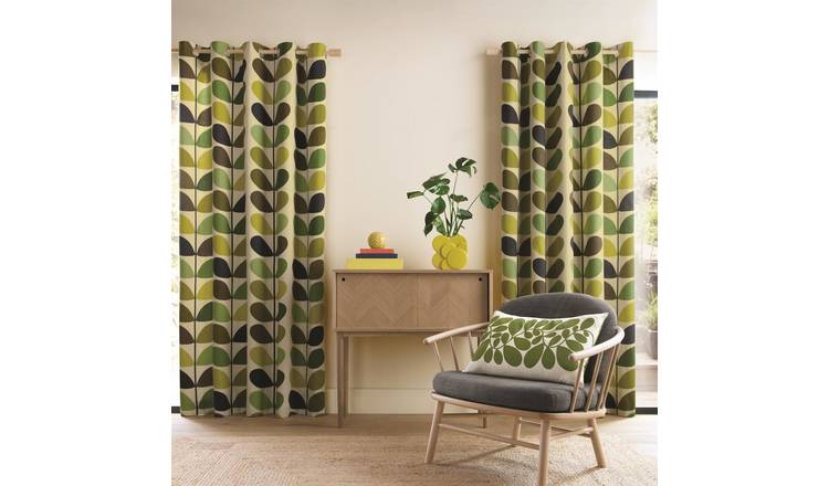 Orla Kiely Multi Stem Eyelet Curtains - Fern-Ochre - 229 x 229cm