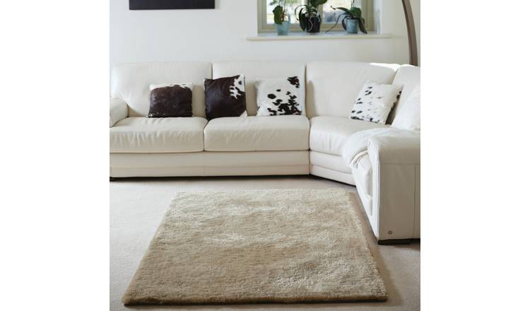 Mega Flooring Beige Shaggy Plain Rug - 80 x 150cm