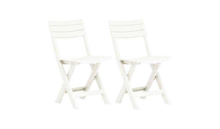 Walplus 2 Piece Plastic Folding Chairs - White - 44 x 41 x 78 cm
