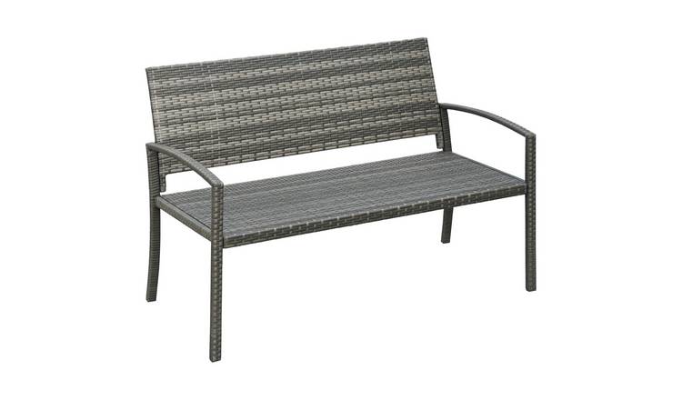 Outsunny 2 Seater Rattan Garden Bench - Grey
