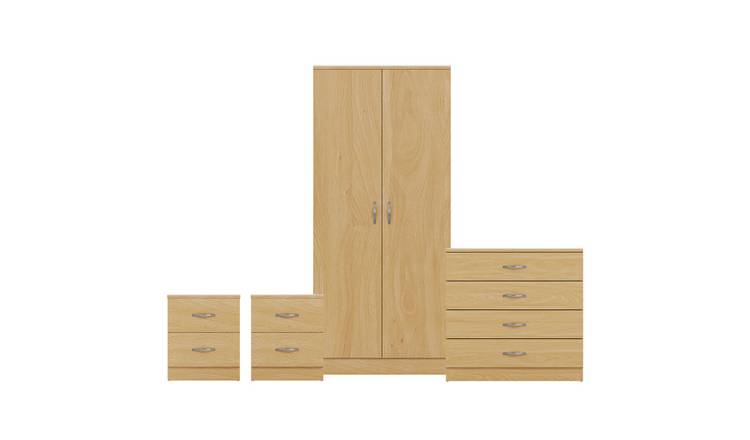 Vida Designs Riano Bedroom Set (Bedsides, 4 Drawer Chest, 2 Door Wardrobe)-Pine