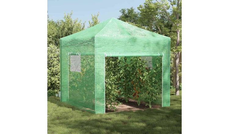 Walplus Iron Greenhouse with Pop-up Frame - Green - 290 x 290 x 315 cm