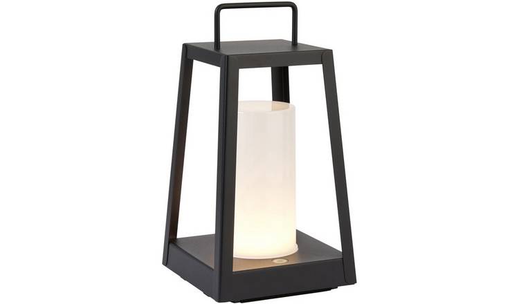 Loops Direct Stainless Steel USB Chargeable Table Lamp - Matt Black and White