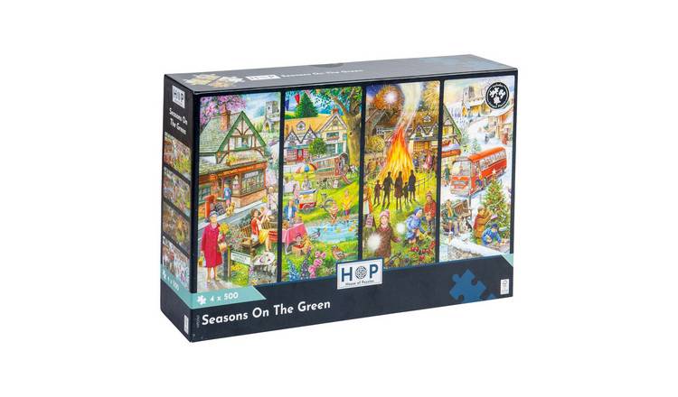 The House of Puzzles Seasons On The Green 4 x 500 Piece Jigsaw Puzzles