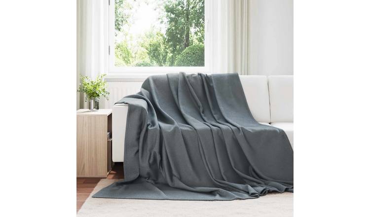 Walplus 140 g/m2 Fleece Throw Blanket - Dark Grey - 240 x 220 cm