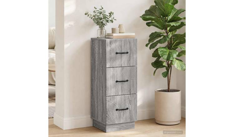 Walplus Engineered Wood Drawer Cabinet - Grey and Oak - 33 x 34.5 x 87 cm