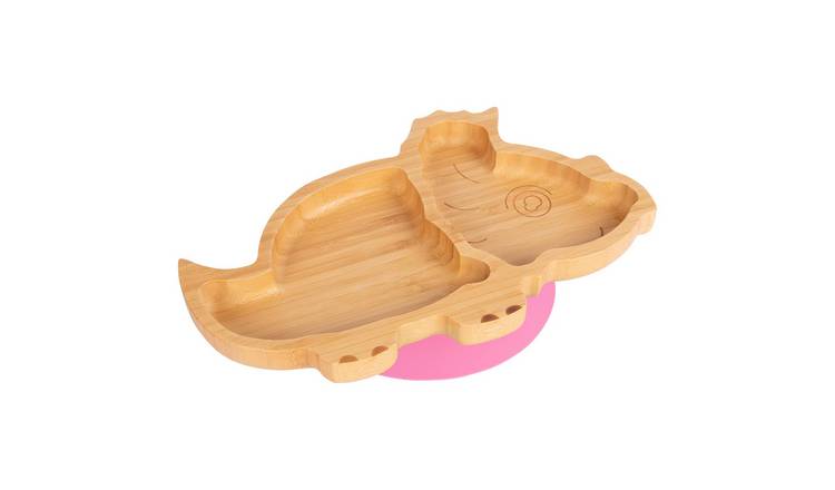 Tiny Dining Children's Bamboo Suction Dinosaur Plate - Pink