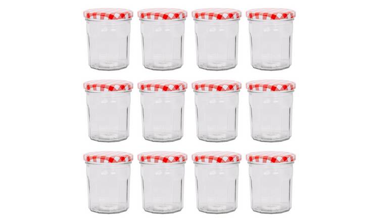 Argon Tableware Glass Jam Jars with Lids - Pack of 12
