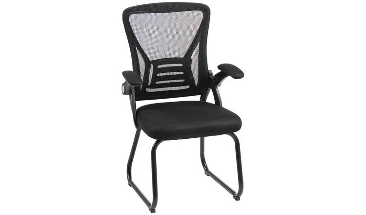 HOMCOM No Wheels Flip-up Armrests Mesh Office Chair - Black