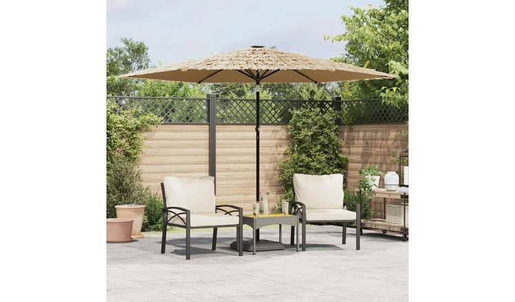 Walplus 3 LED Polyester Garden Parasol - Brown - 288 x 288 x 225 cm