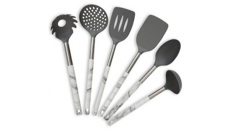Orsina Tyri Six Piece Kitchen Utensil Set – Black and Silver
