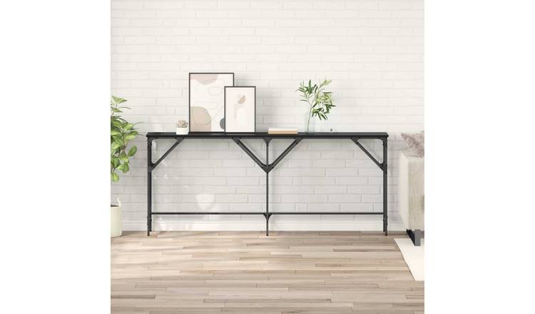 Walplus Engineered Wood Console Table Steel Legs - Black Oak - 180 x 30 x 75 cm