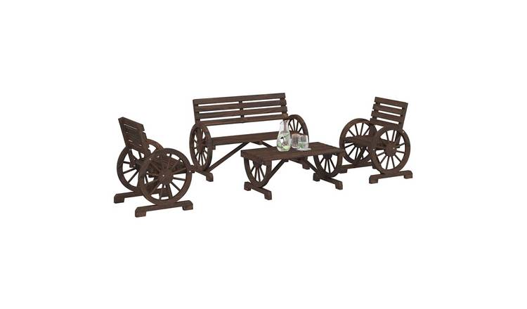 Walplus 4 Piece Wood Garden Lounge Set - Brown - 131.5 x 57 x 77.5 cm